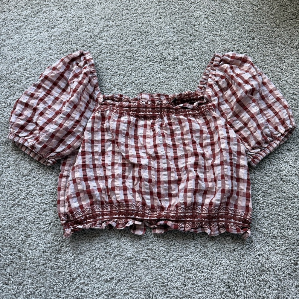 Madewell Seersucker Jeanette Plaid Top Size Small - Picture 4 of 8
